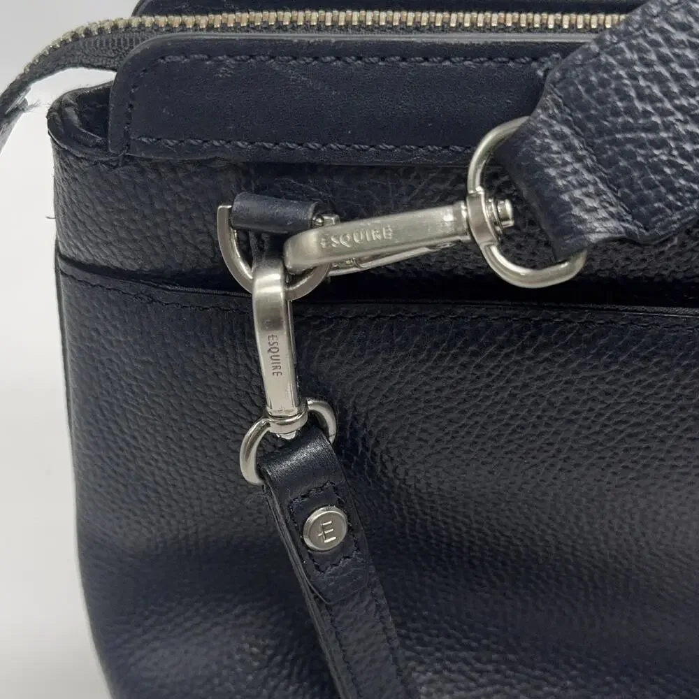 Crossbody Messenger Bag Dark Blue/Black Textured Material Esquire leather preppy